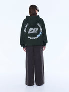 Back view of Aries Hoodie showing large text graphics and star detail