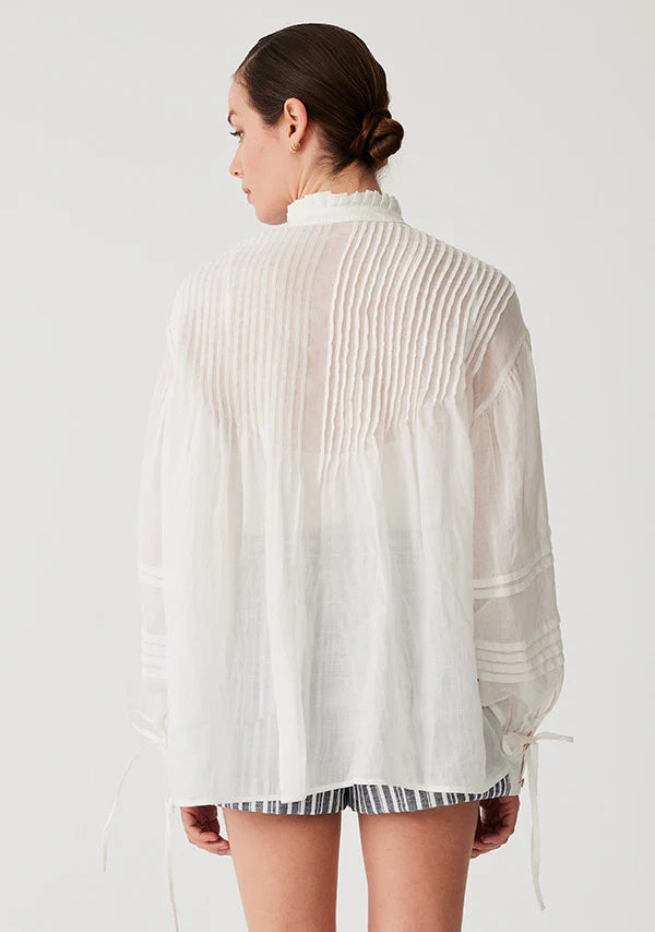 Aaliyah Blouse Ivory by Mos The Label back view of model wearing the Aaliyah Blouse