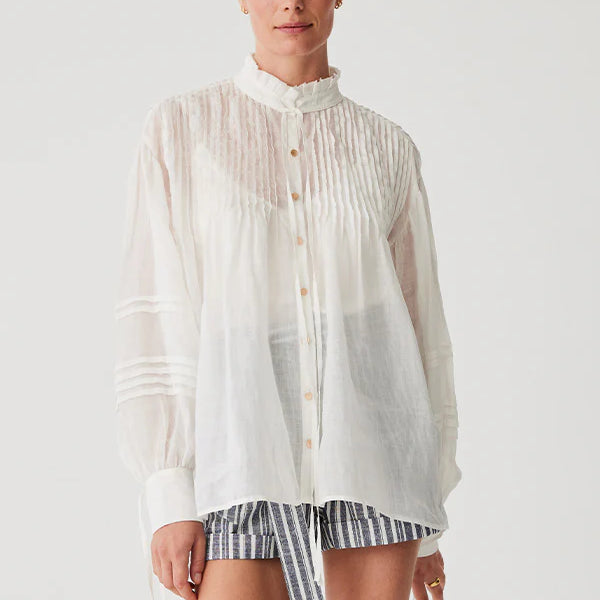 Aaliyah Blouse Ivory by Mos The Label front view of model wearing the blouse