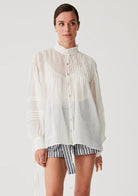 Aaliyah Blouse Ivory by Mos The Label front view of model wearing the blouse