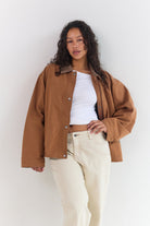 Cotton canvas jacket fully lined functional pockets camel colour by Juni