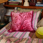 Adelyn Embroidered Cushion in Cosmo Pink by Sage & Clare