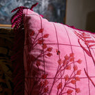fringe details of Adelyn Embroidered Cushion in Cosmo Pink by Sage & Clare