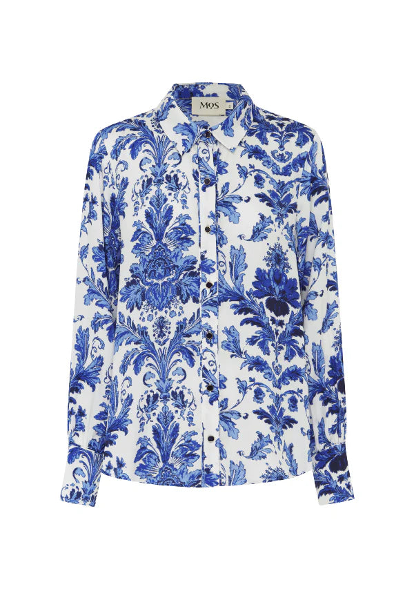 Adrianna Shirt by MOS The Label blue and white viscose