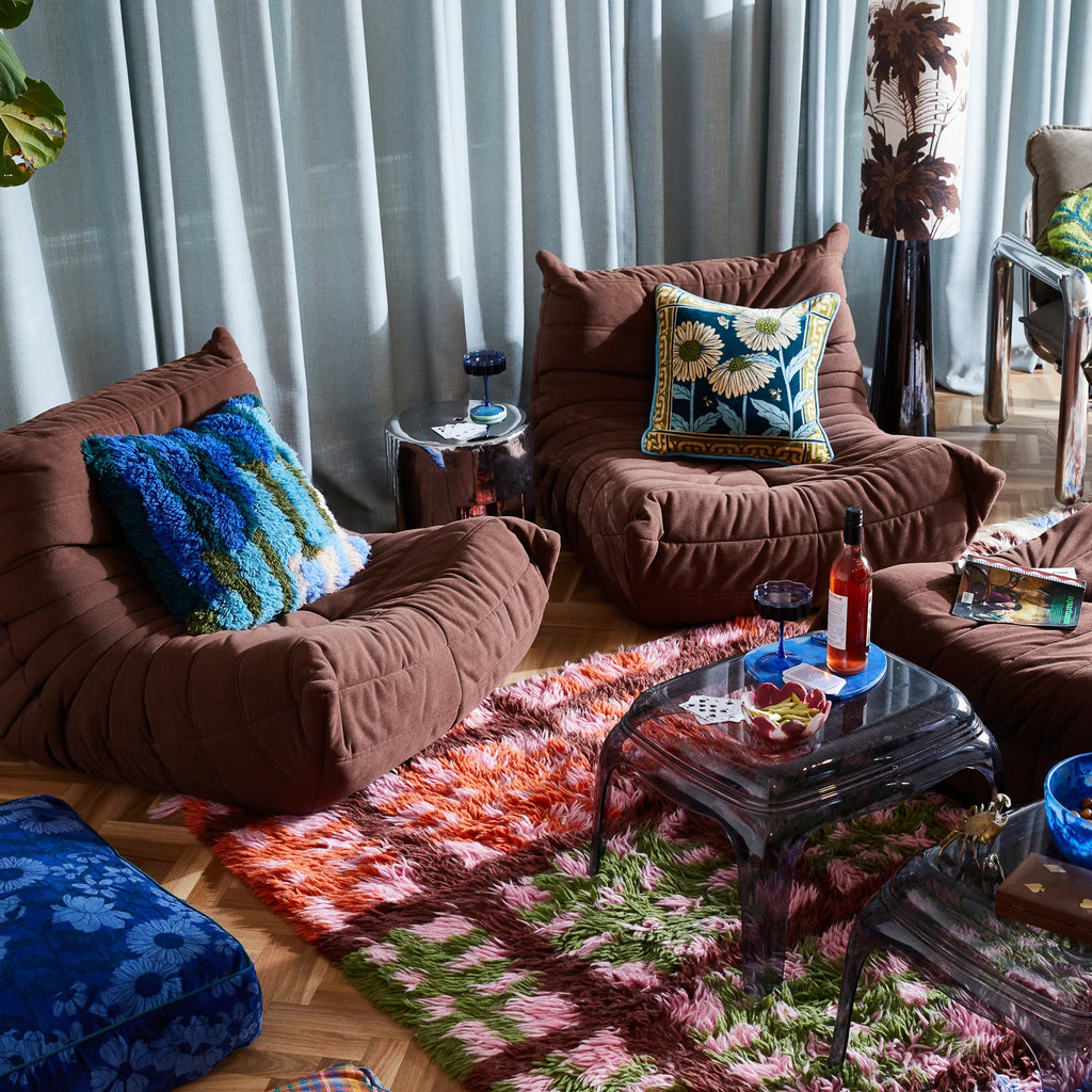 Aletha Velvet Cushion by Sage & Clare styled on lounge