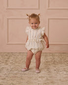 Alice Romper Antoinette Stripe by Noralee  blue floral design girls romper for christening or special events