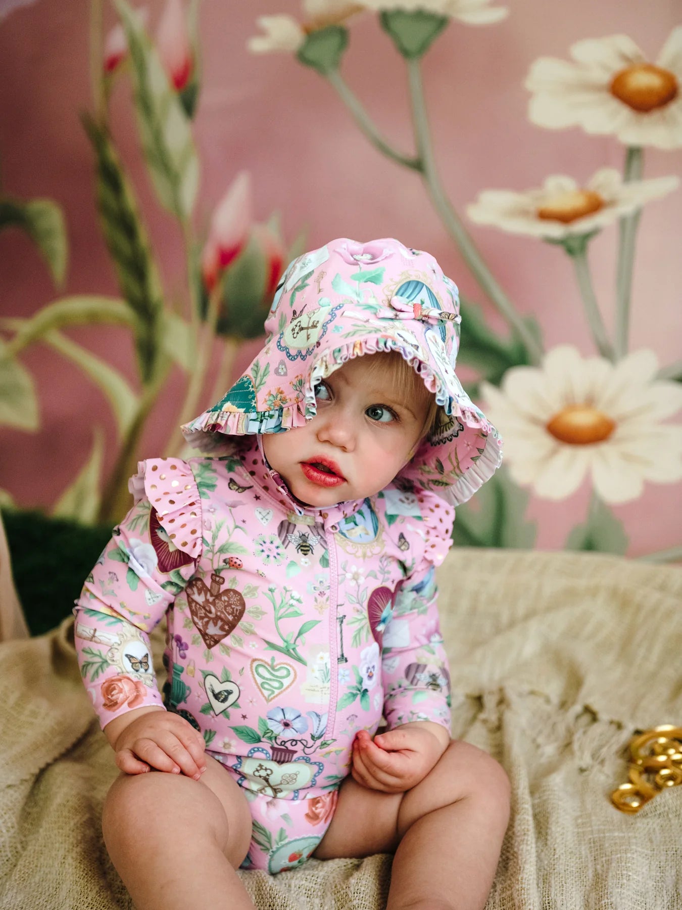 'All my Hearts' Delphine Baby One Piece Swimsuit - Pink Love by Fleur Harris