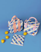 Amalfi Lunch Bag by The Somewhere Co Blue and pink pattern
