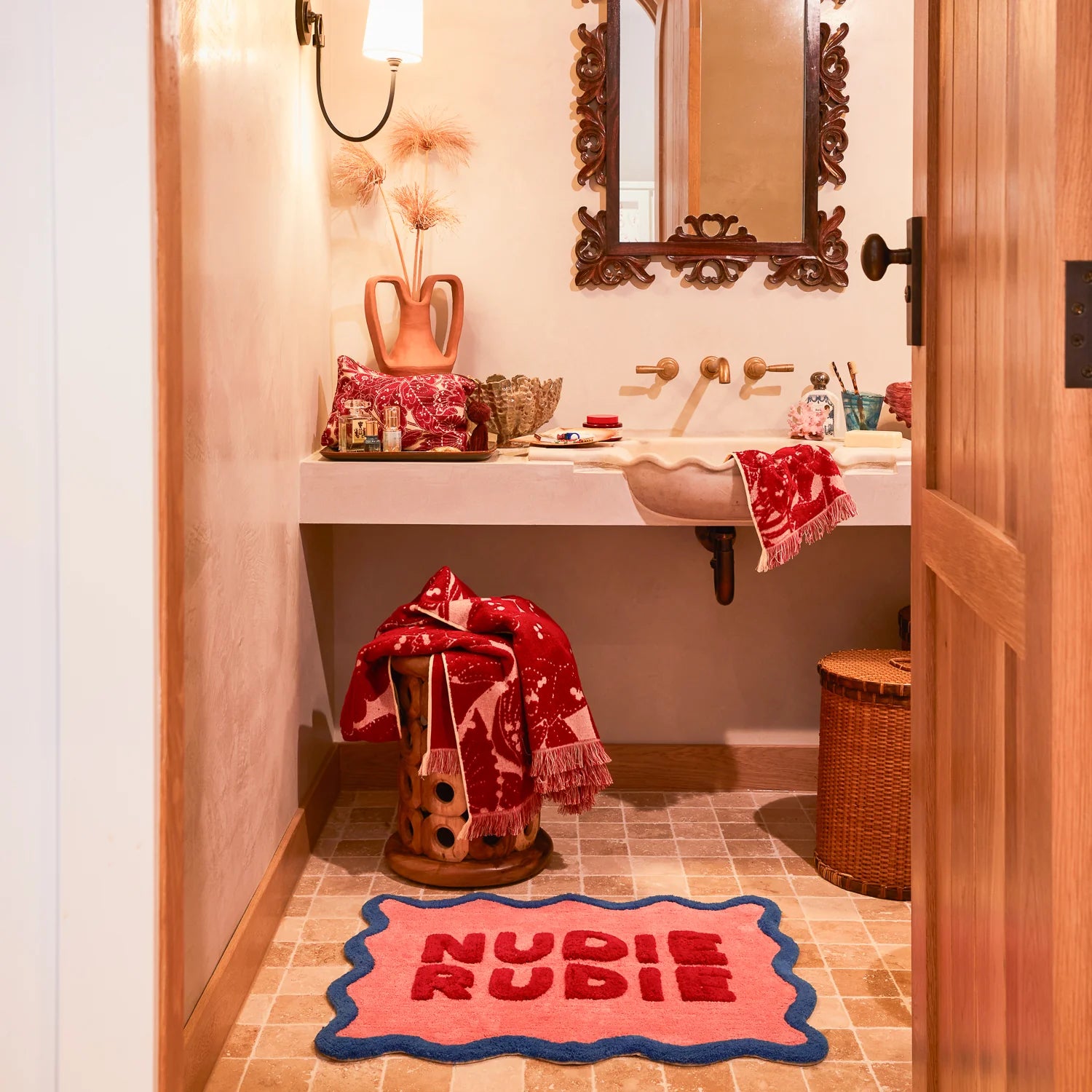 Amalie Nudie Bath Mat - Hibiscus by Sage & Clare