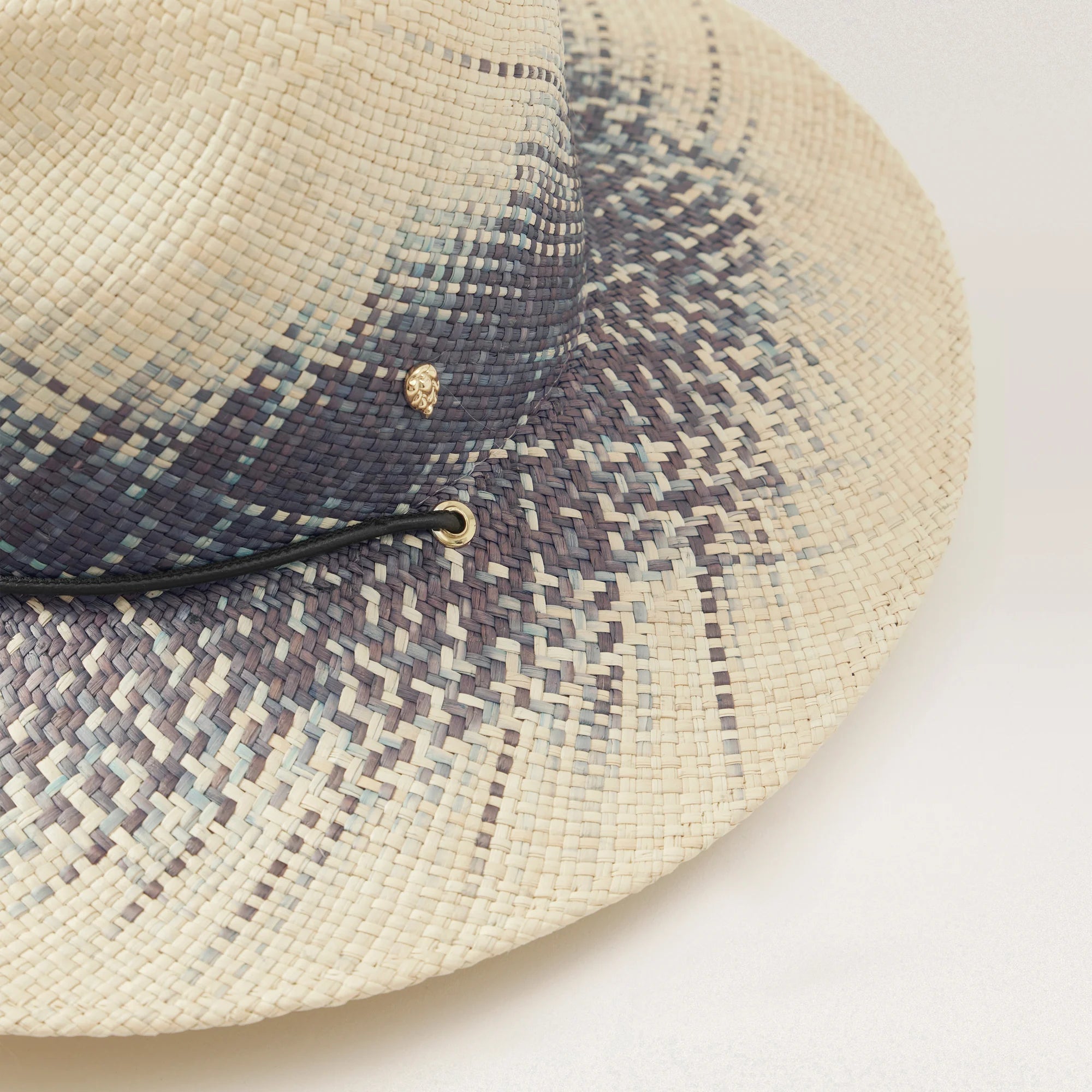 close up details hat - Anahita Marine by Helen Kaminski: fedora hat toquila palm hand woven in Ecuador