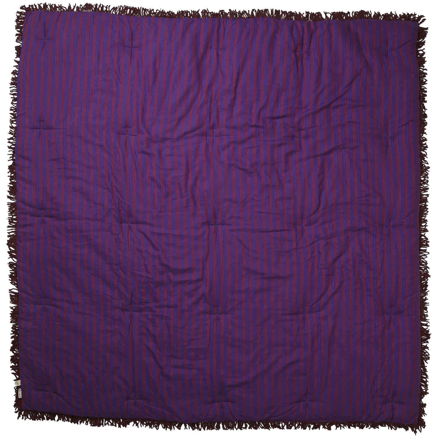 Overhead view of complete Andrea Velvet Bedcover showing tiger snake and moon print with fringe edges