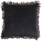 Back view of Andrea Velvet Cushion showing solid ink velvet fabric and contrast fringe edges