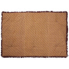 Flat lay view of Aneta Tufted Blanket showing full pink palm leaf pattern with burgundy fringe