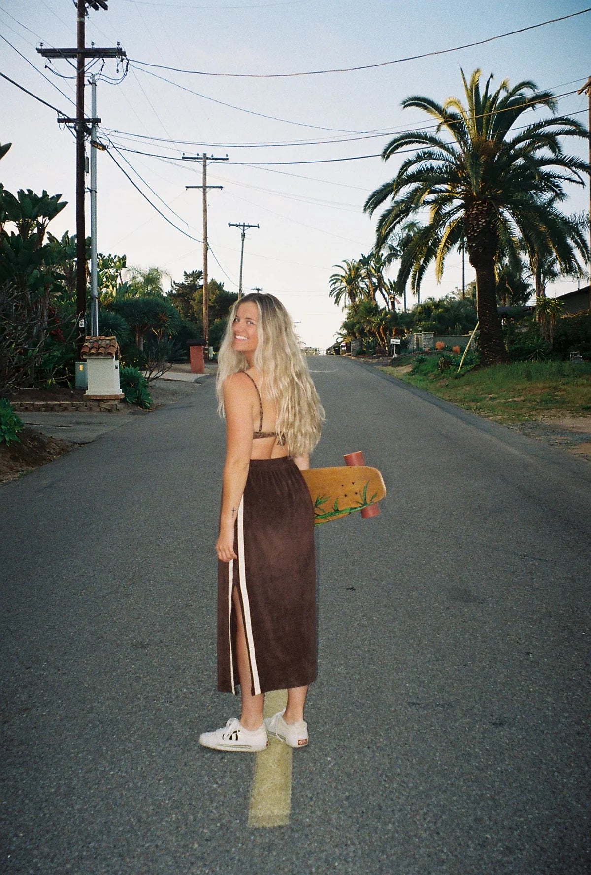 Atmosea long terry skirt in chocolate