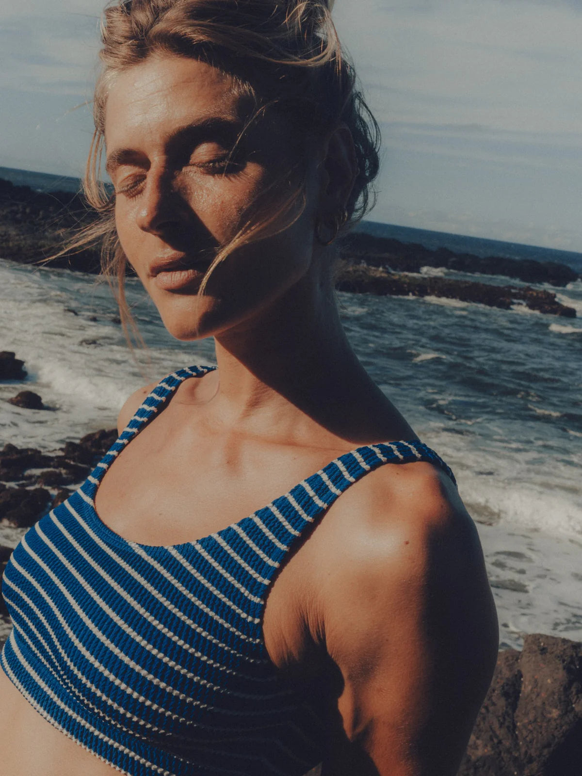 navy blue and white stripe bikini atmosea