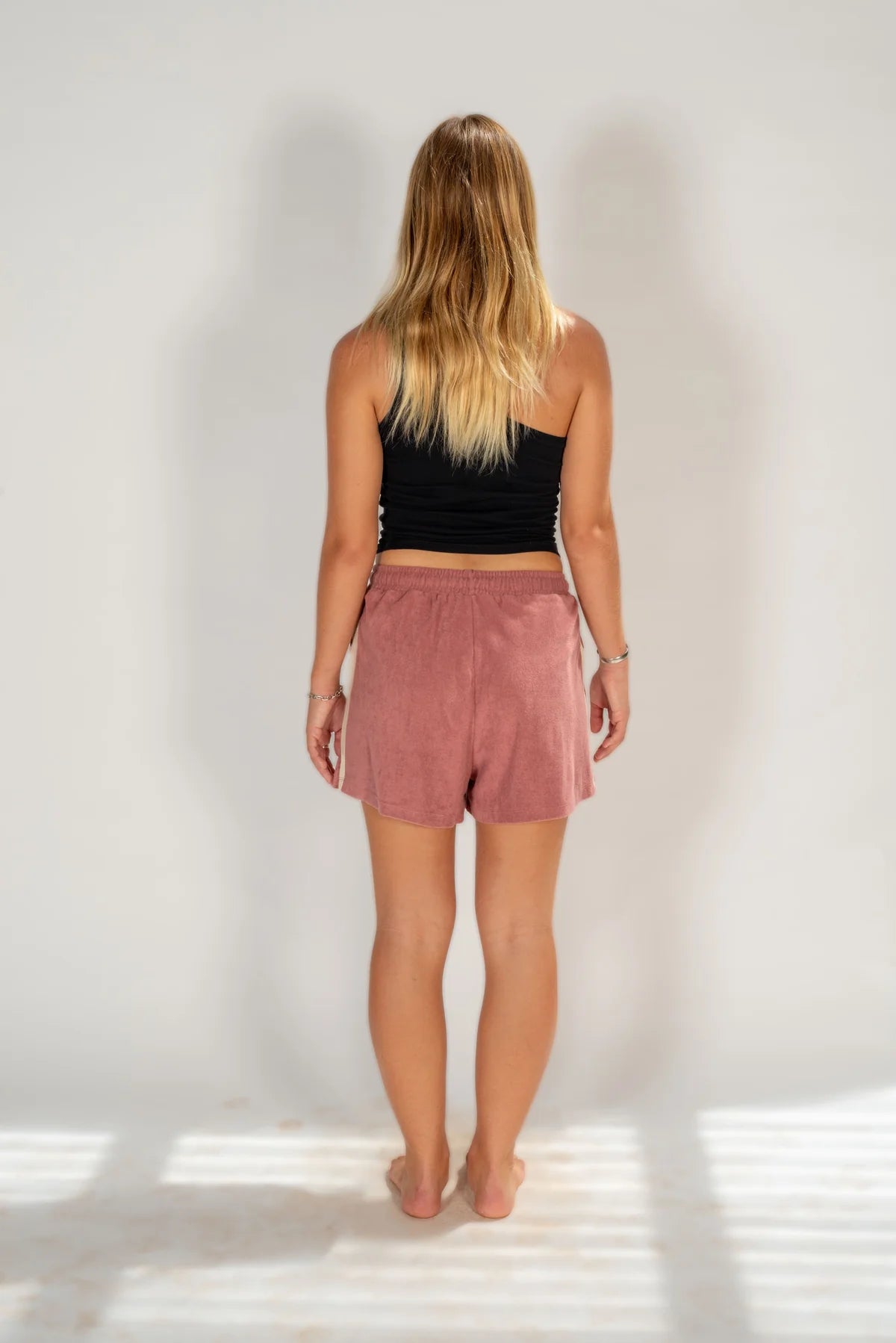 Pink terry towelling shorts