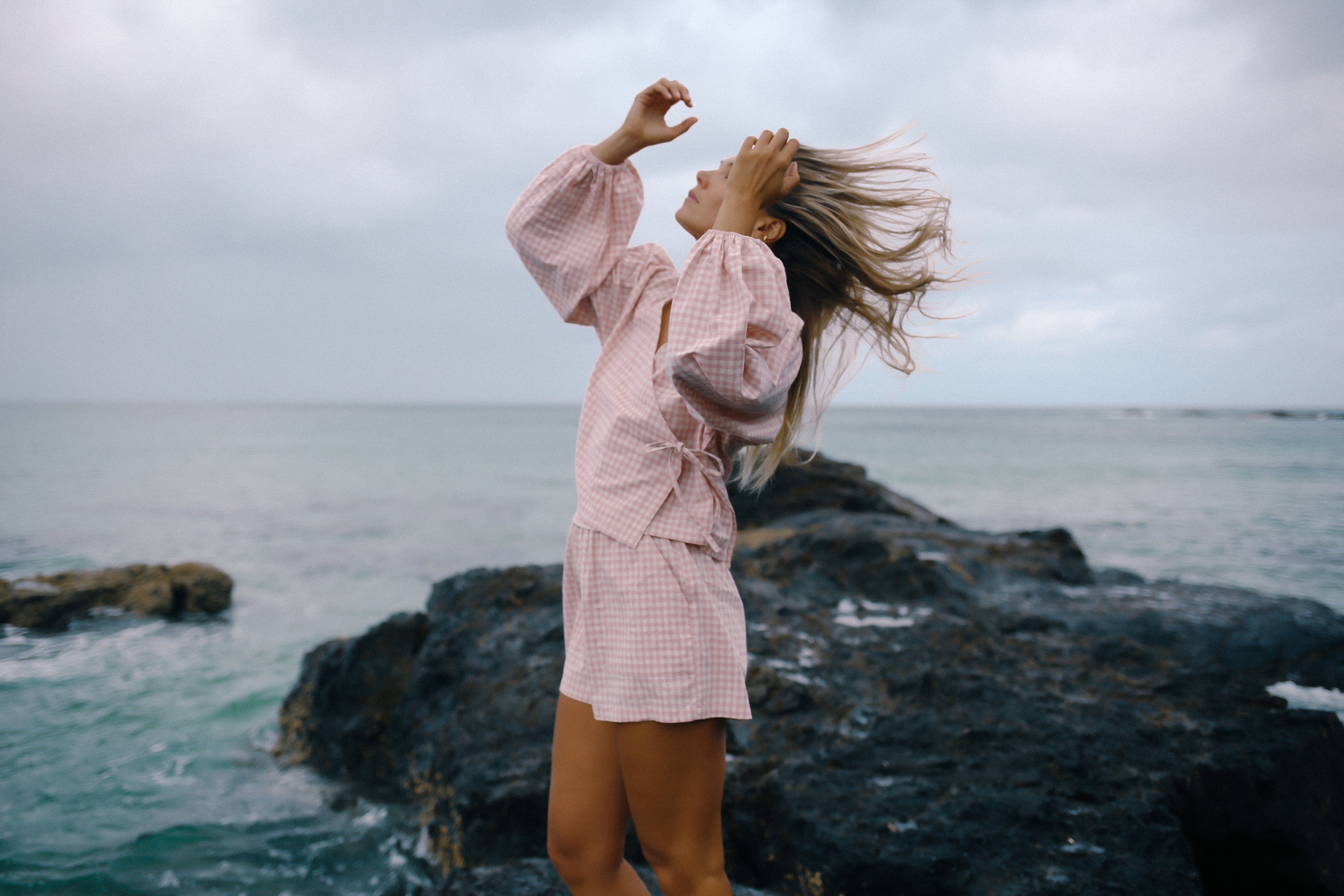 Ava Short Pink Gingham – The Bare Road
