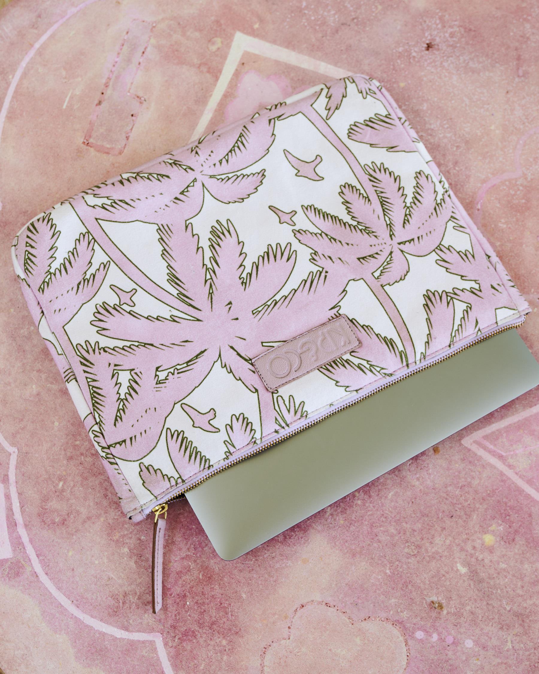 Pink palm tree laptop case from kip and co
