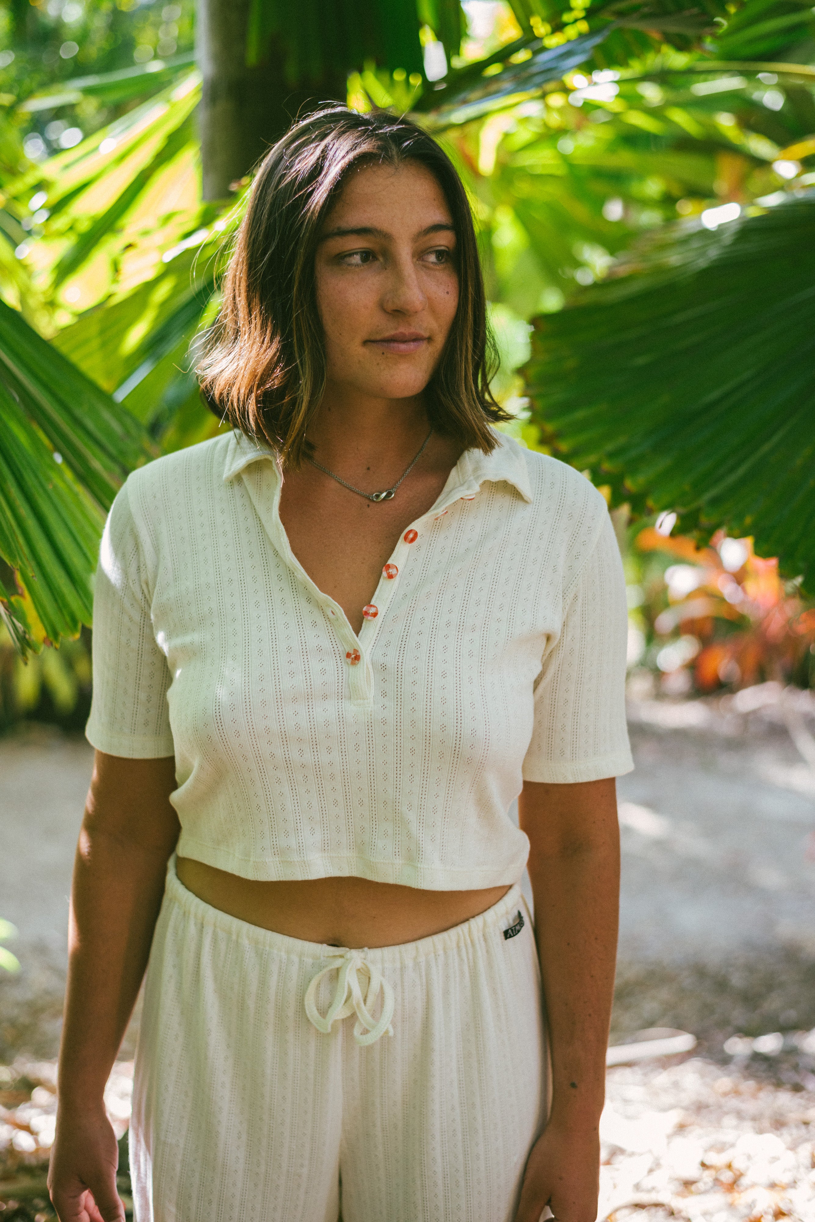 Beach Pj Collar Tee - Pointelle | Atmosea