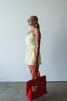 model wearing Bead Tank - Pale Yellow by By Billie