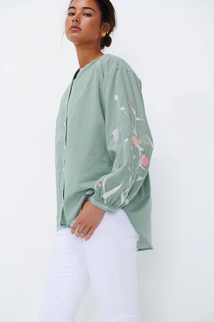 Beatrice Blouse in Sage from Kireina