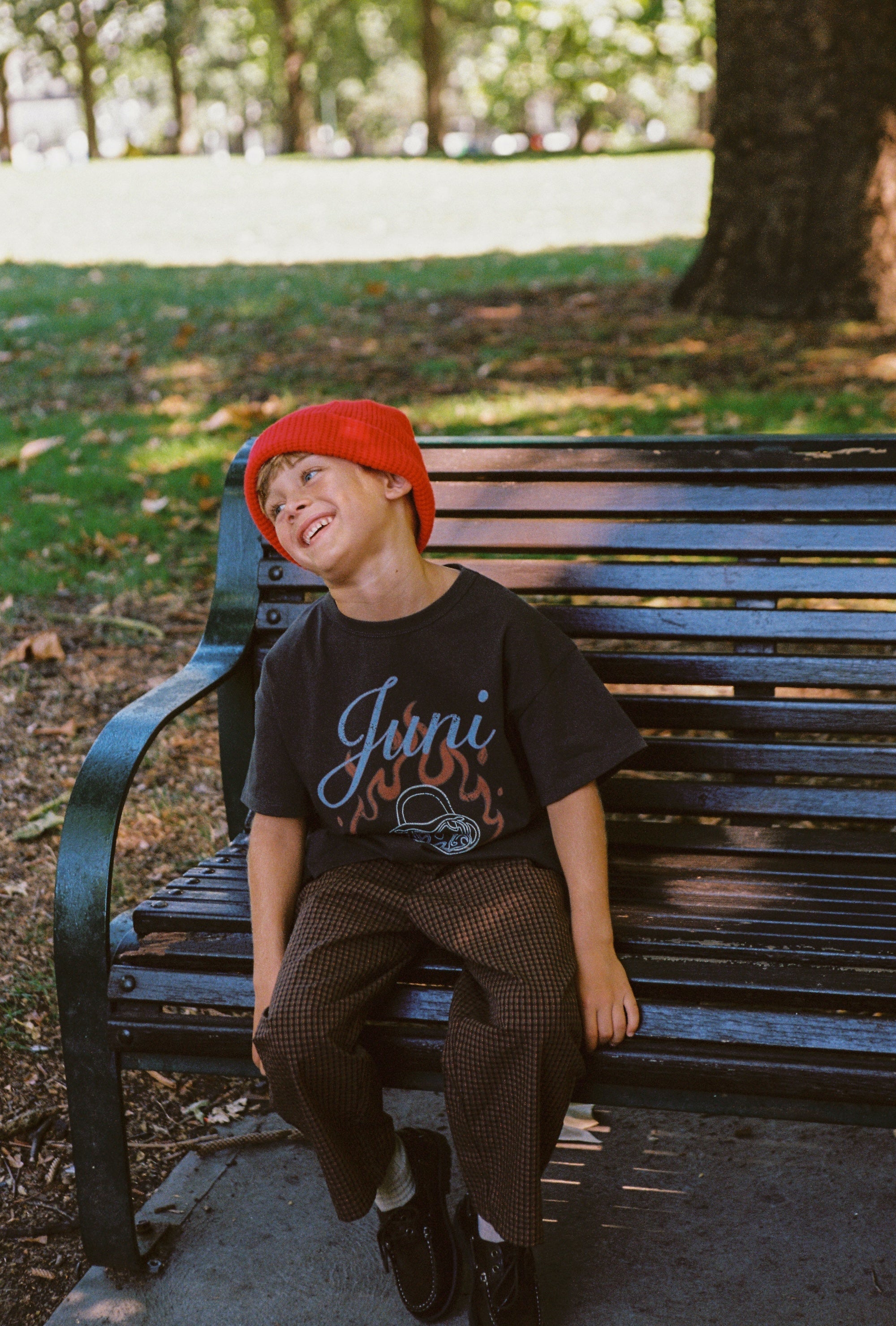 Benji Pant Espresso Check by Juni