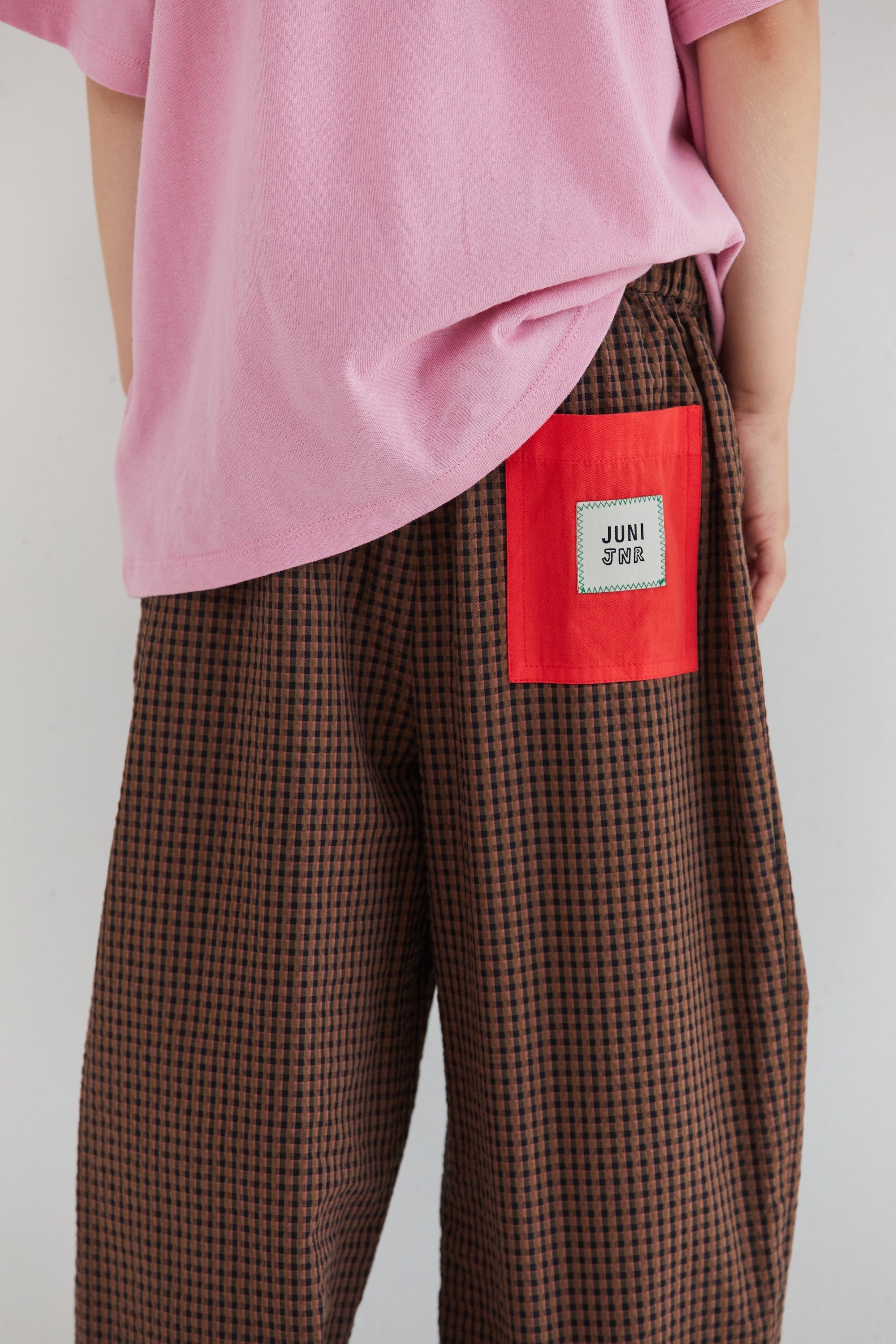 Juni check trousers ethically made BSCI certified