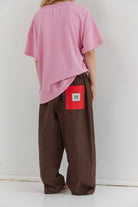 Juni Benji cotton check pants with belt and red back pocket