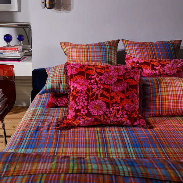Bernanda Velvet Cushion port colour by Sage & Clare