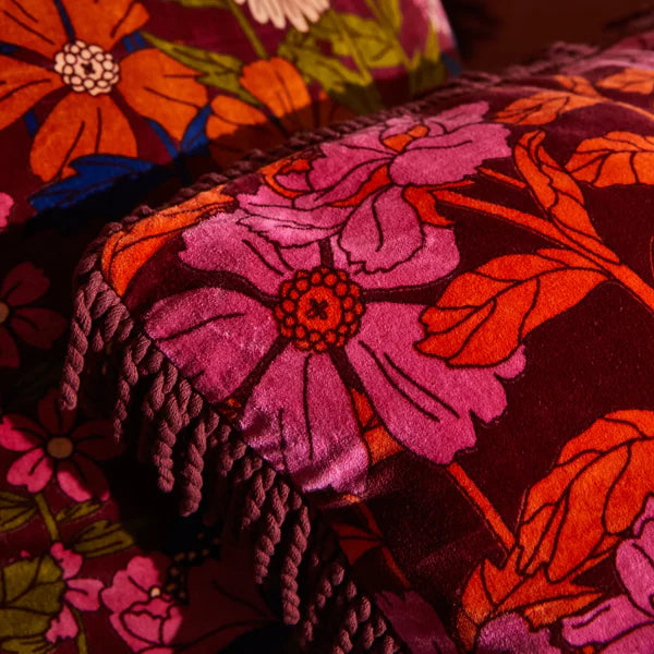 fabric detail of Bernanda Velvet Cushion by Sage & Clare