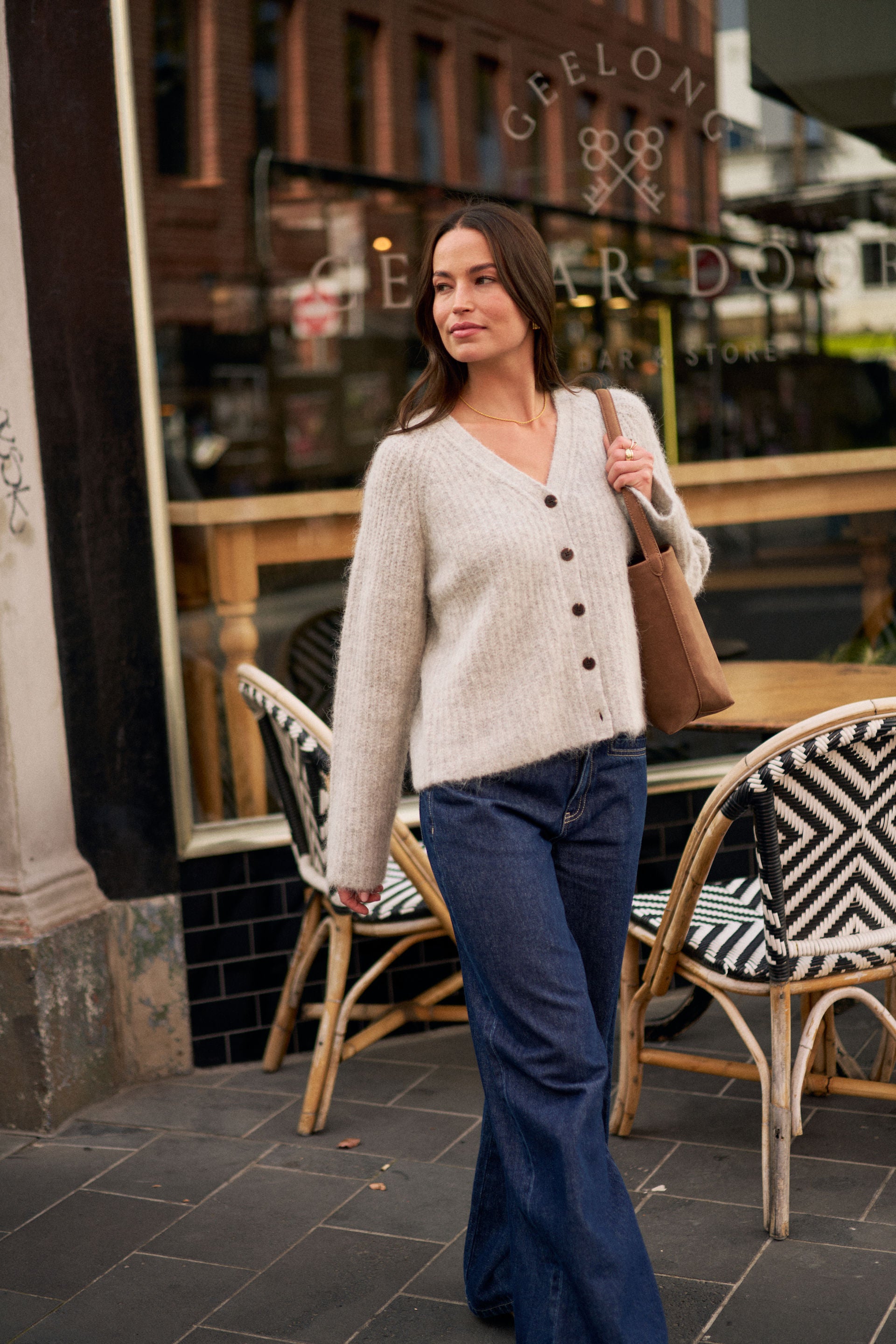 Grey alpaca knit cardigan by Ceres Life