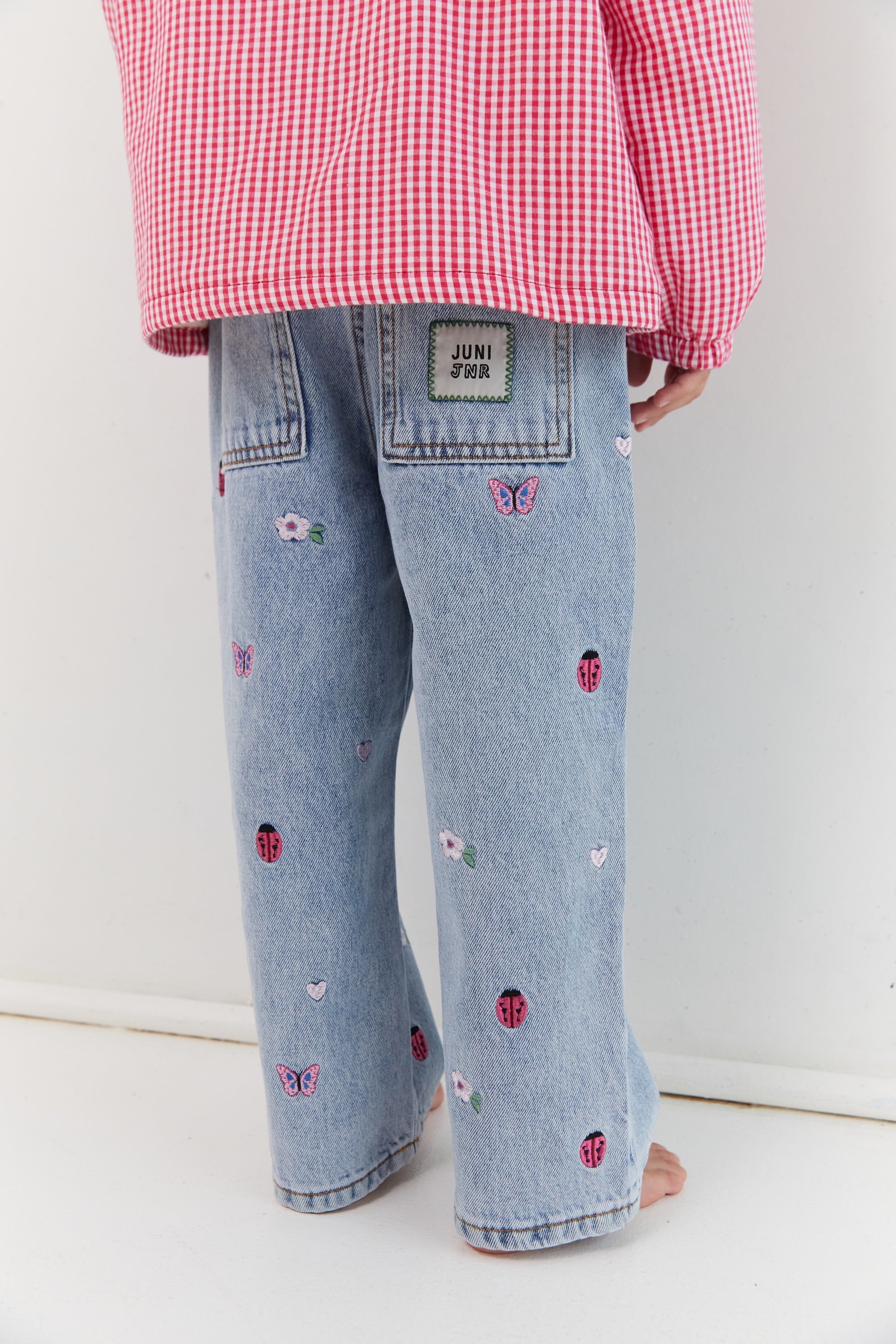 Blair Jean garden floral embroidery Juni ethical denim pants