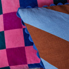 Blanca Ric Rac Cushion Blue Jay by Sage & Clare cotton fabric details - blue with brown stripes