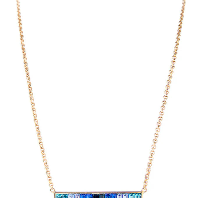 Blue ombre bar necklace by Fairley