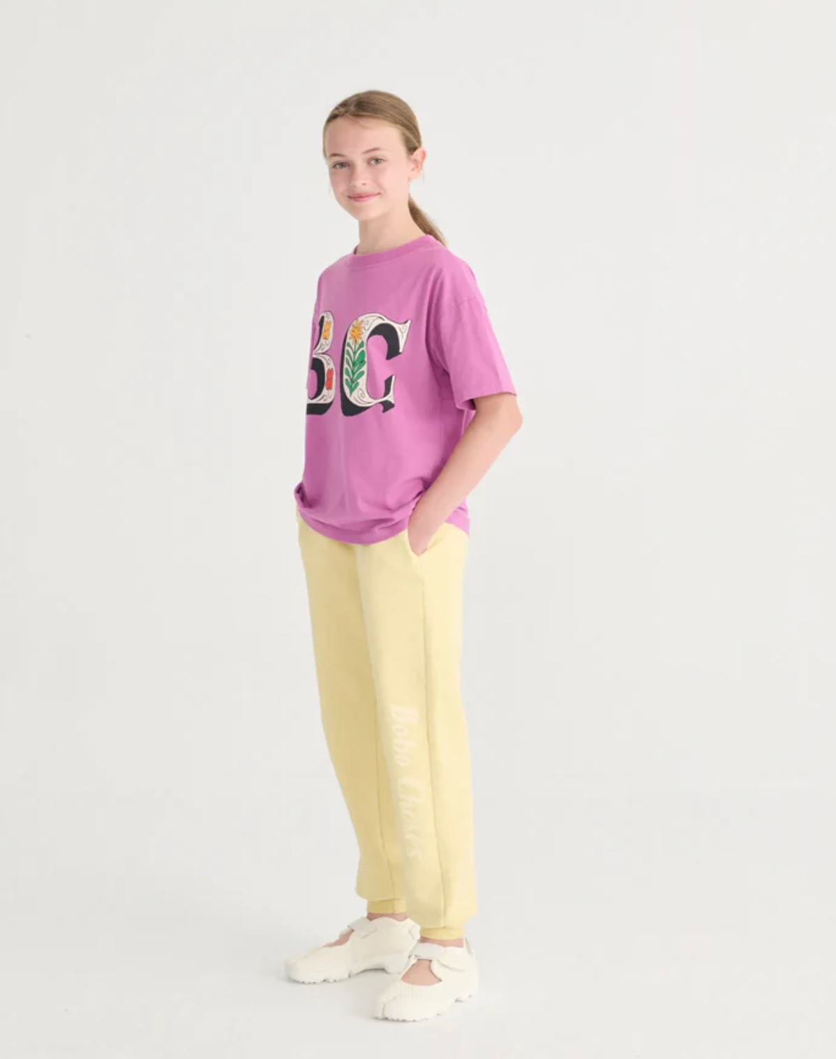 Girl wearing Bobo Choses Jogging Pants - Yellow | Bobo Choses