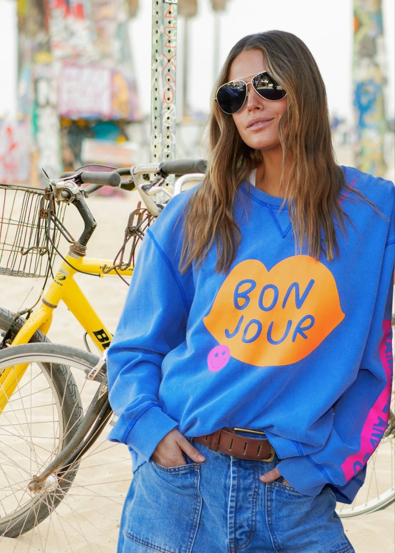 Bonjour washed blue sweater by Hammill & Co