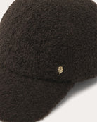 close up fabric details of Bower Wool Blend Cap - Chocolate by Helen Kaminski