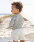 Back view of the Boys Swim Short Dinosaur | Quincy Mae