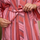 tie detail of kimono style Brigitte Cotton Bath Robe - Scarlet by Sage & Clare
