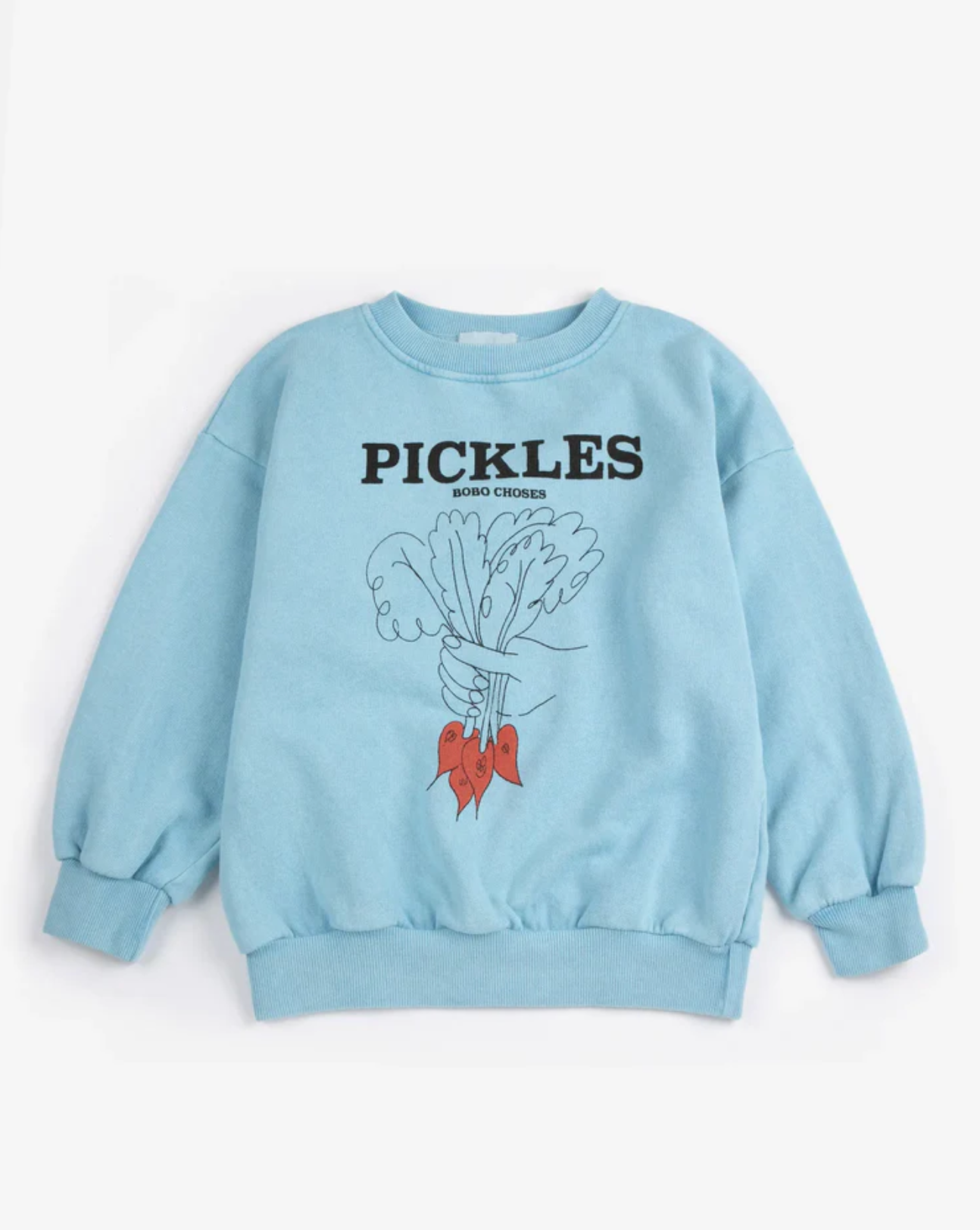 Front view of the Bunch Of Vegetables Sweatshirt - Light Blue | Bobo Choses