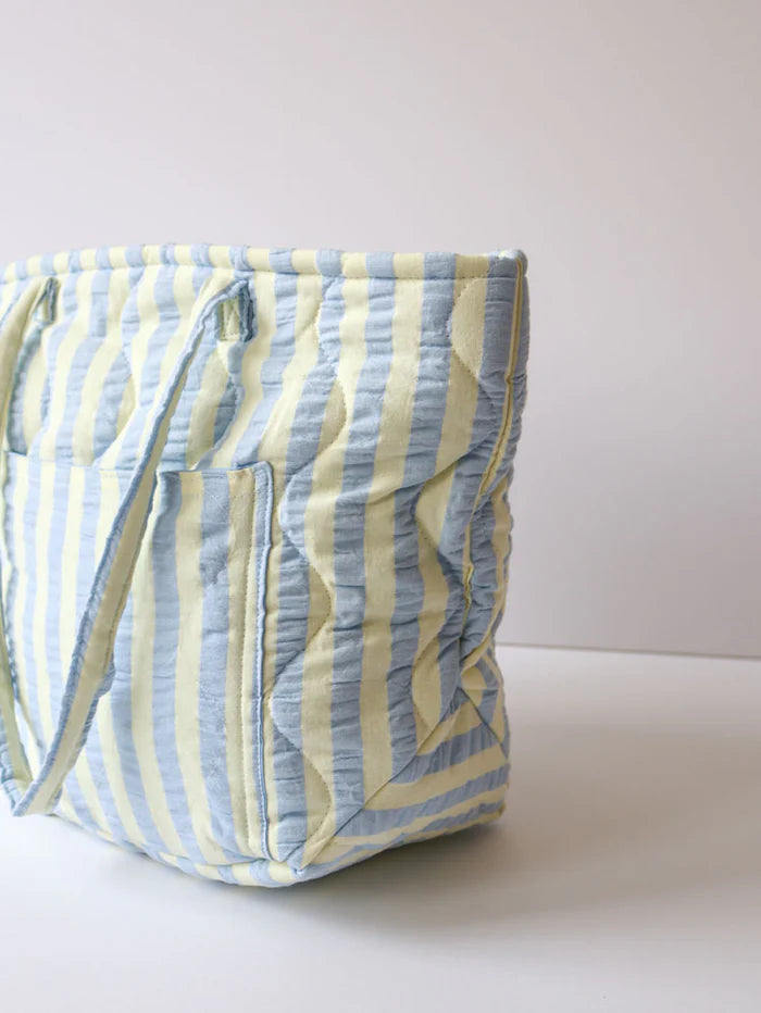  Butter Blue Seersucker Quilted Bag by Mosey Me 