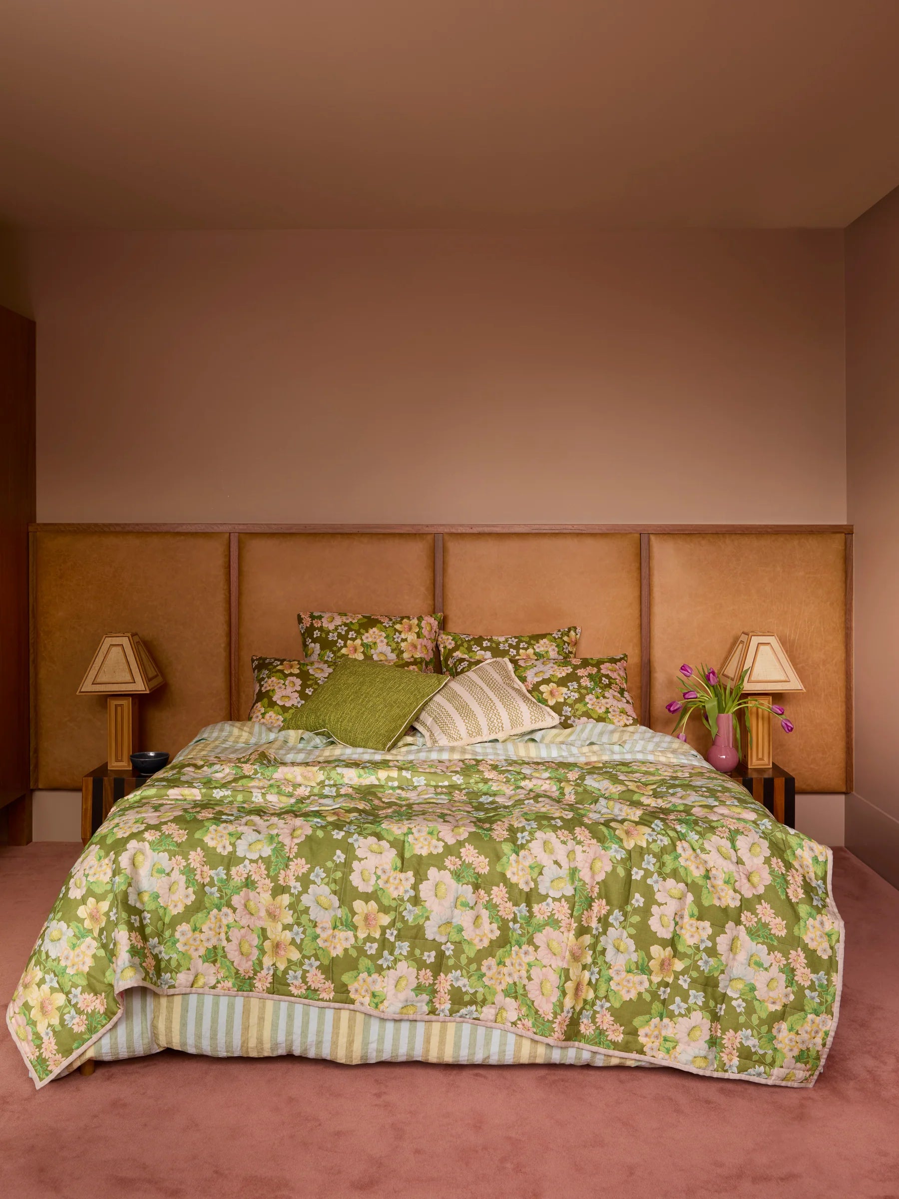 Buttercup Olive Multi Quilted Throw by Bonnie & Neil