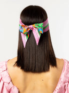 The Button Silk Twilly by Dark Hampton hair tie pink and green