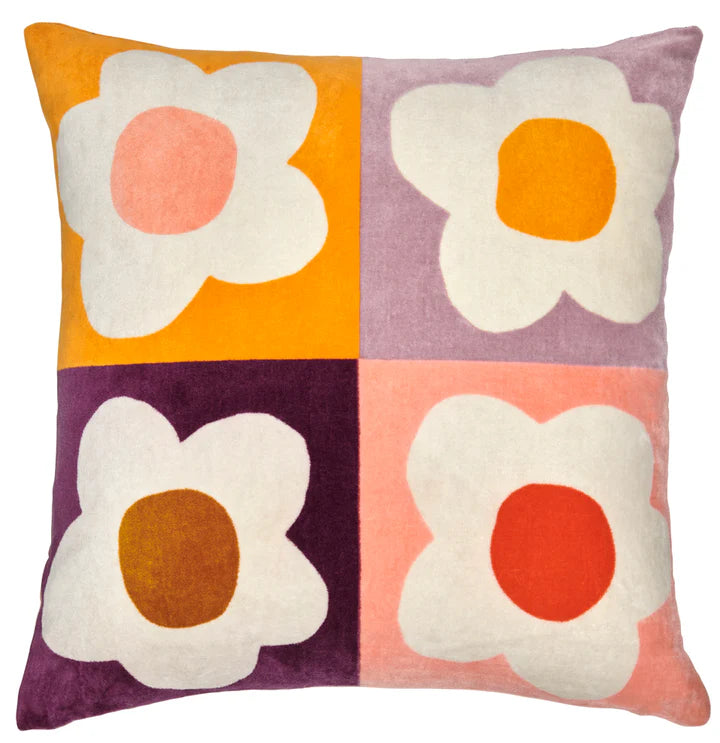 Summer Flowers velvet throw cushion from Castle and Things