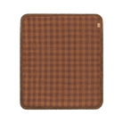Camp Picnic Rug by Wandering Folk in brown hemp gingham fabric with fringe trim detailing