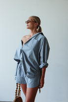 Chloe Cotton Short - Cornflower blue by By Billie