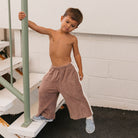 Boy in the Ciao Tutti Pants- Coffee / Buttercream | Golden Children