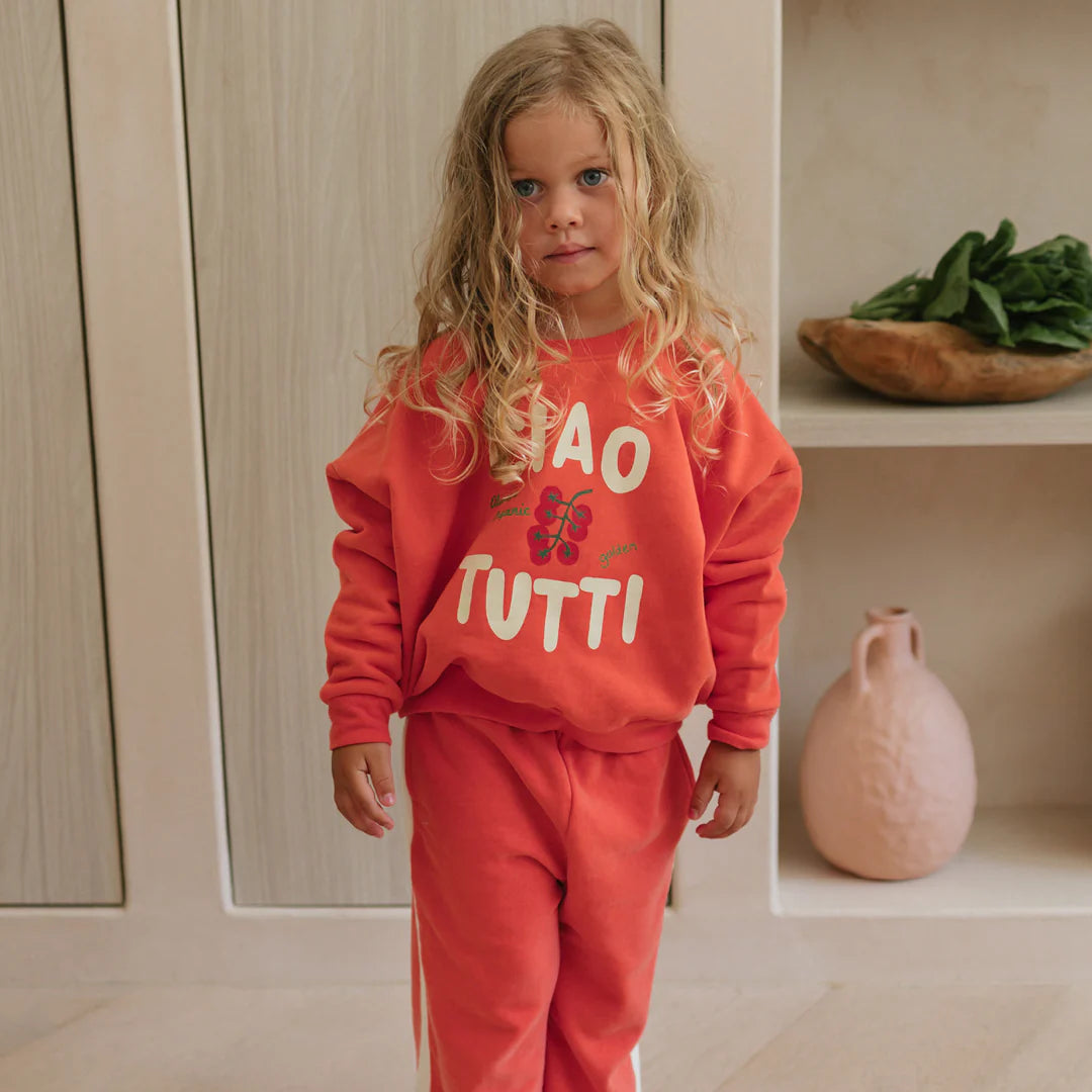 Ciao tutti sweater napoli red by Golden Children worn by girl
