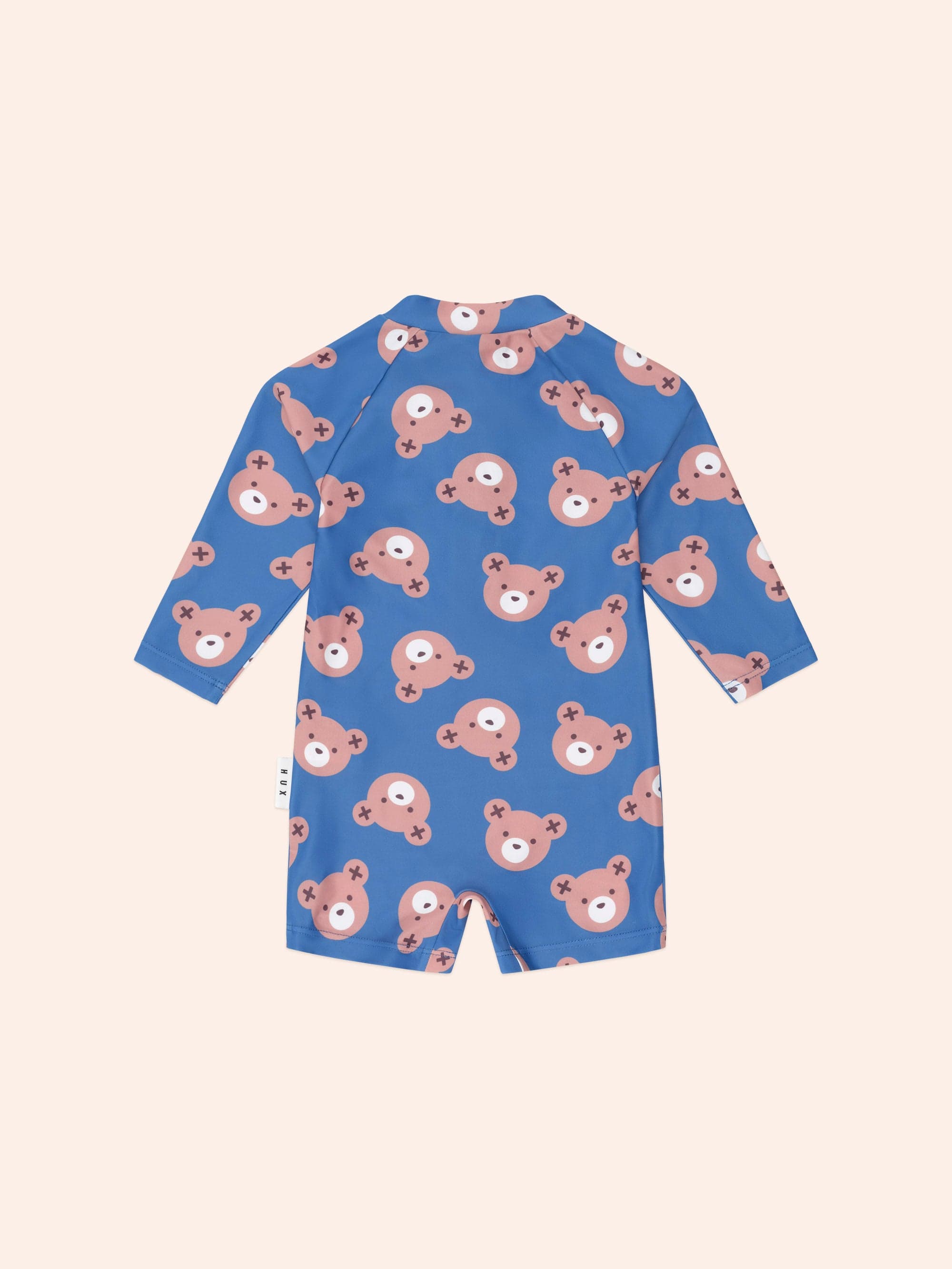 Back view of the blue Classic Hux Rashie | Huxbaby