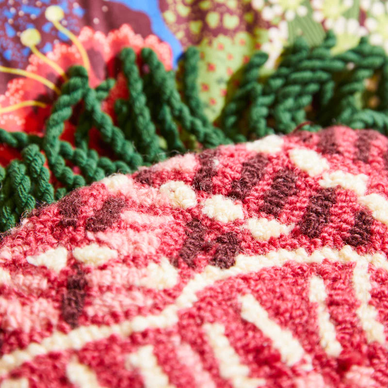 high quality fabric detail of the Claudelle Punch Needle Cushion by Sage & Clare